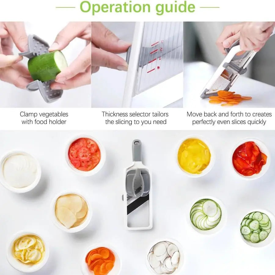 Multifunctional Vegetable Chopper, 1 Count Adjustable Stainless Steel Blade Vegetable Cutter, Fruit & Vegetable Slicer, Kitchen Utensil and Gadget, Vegetable Cutting Slicer, Kitchen Gadgets #GLOBAL PICKS